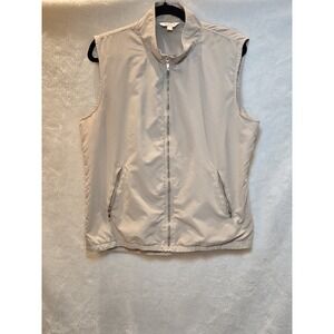 Monterey Club Vest Women's Size Large Beige Sparkly Dots Full‎ Zip Lightweight